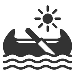 Indian pirogue on the water  - icon, illustration on white background, glyph style