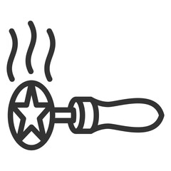 Red-hot cowboy brand  - icon, illustration on white background, outline style