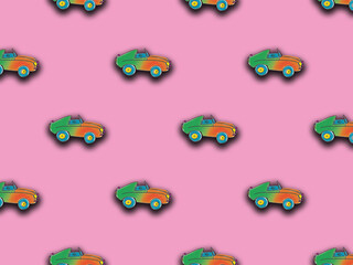pattern with the image of a painted car. A template for superimposing something on top of something. Horizontal image.