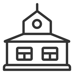 Wooden building  - icon, illustration on white background, outline style
