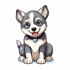 Obraz premium Cute smiling dog illustration art made with generative AI technology