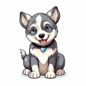 Cute smiling dog illustration art made with generative AI technology