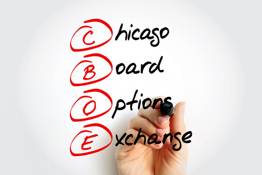 CBOE - Chicago Board Options Exchange acronym with marker, business concept background