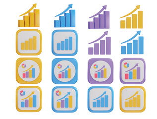 A set of colorful icons for a business grow bar chart icon illustration set