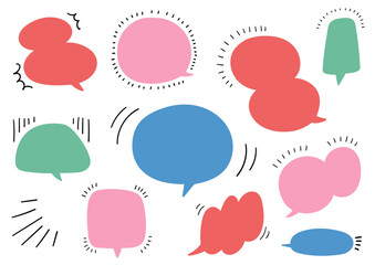 ペンで描いた手描き風のふきだしセット