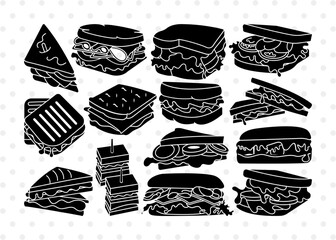 Sandwich Silhouette, Sandwich SVG, Food Svg, Snacks Items Svg, Chicken Sandwich Svg, Sandwich Bundle, SB00824