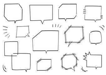 ペンで描いた手描き風のふきだしセット