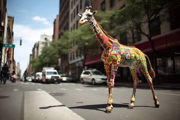 giraffe in the city