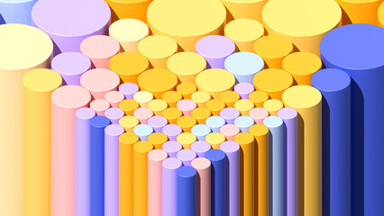 3d render illustration - Geometric background. Abstract wallpaper with brightly colored geometric 3D cylinder. Great for your design web or print projects.