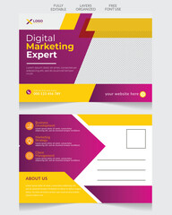 Creative corporate business postcard editable template design