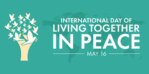 International day of living together in peace, concept of peace birds icon and a tree vector illustration design