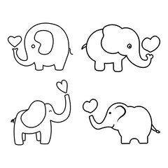 Baby elephant icon vector set. circus illustration sign collection. Love symbol.