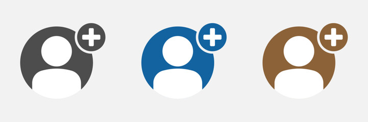 Add to friends icons. Add to friends flat vector signs