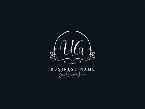 Minimal luxury Ug u&g gu signature letter logo icon vector stock