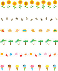 かわいい夏のイラスト飾り罫