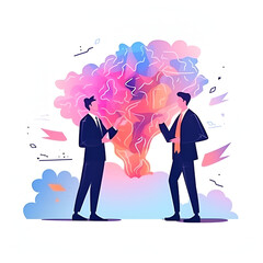 Brainstorming concept. Businessman pointing to sharing knowledge, Ideas management, Knowledge transfer.