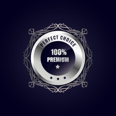 rounded silver badge frame design. tag logo design