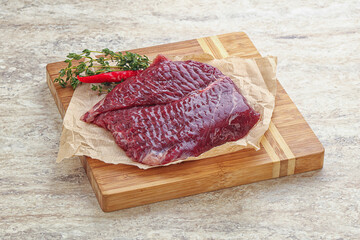 Raw beef machete steak for grill