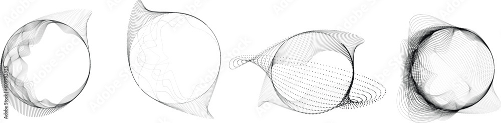 Wall mural abstract oval lines background with geometric circles . vector rotating ellipse line design . poster