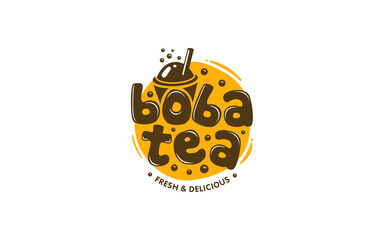Illustration vector graphic of bubble tea drink concept logo design template on white background