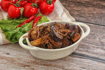 Udon soba with pork and vegetables