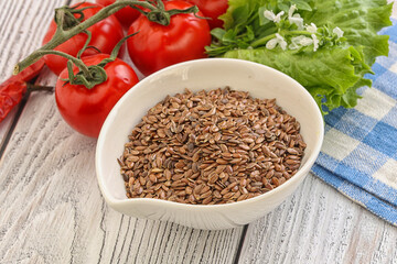Dry Raw flax seed in the bowl