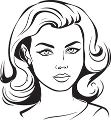 Woman head in cartoon style, anime woman head, coloring page, vector Illustration, SVG