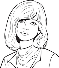 Woman head in cartoon style, anime woman head, coloring page, vector Illustration, SVG