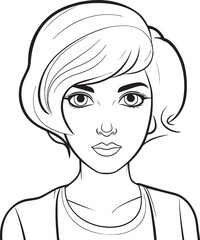 Woman head in cartoon style, anime woman head, coloring page, vector Illustration, SVG