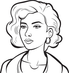 Woman head in cartoon style, anime woman head, coloring page, vector Illustration, SVG