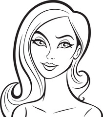 Woman head in cartoon style, anime woman head, coloring page, vector Illustration, SVG