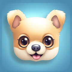 Cute little dog - ios style icon - Generative AI, AI generated