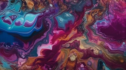 Colorful (spangle, mythical, concord, grape, ruby shade, kismet) liquid marble background, Generative AI