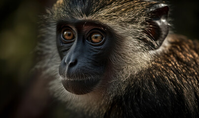close up photo of grivet in its natural habitat. Generative AI