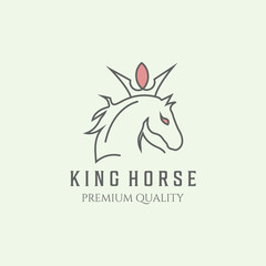 king horse minimalist logo symbol line art illustration design