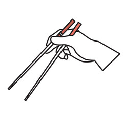 箸を持つ手のベクターイラスト 