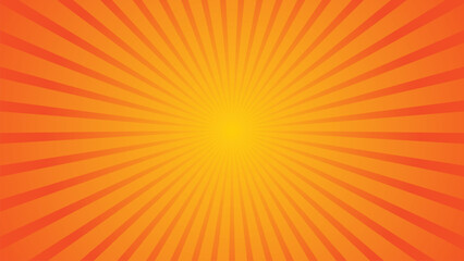 Orange sun burst  background with rays, Sunray vector background, YouTube thumbnail background, zoom out background