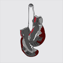 An image of boxing glove hanging on the wall.  
Suitable design for creative arts, t shirt design, print on demand, template. 
