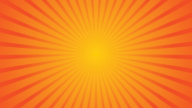 Orange sun burst  background with rays, Sunray vector background, YouTube thumbnail background, zoom out background