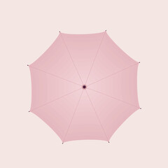 Top View Of A Opened Pink Color Umbrella.