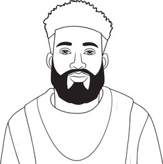 Obraz premium African man head in cartoon style, anime man head, coloring page, vector Illustration, SVG