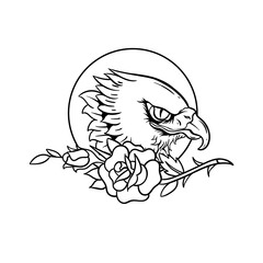 Hand drawn illustration of eagle head looking cool outline