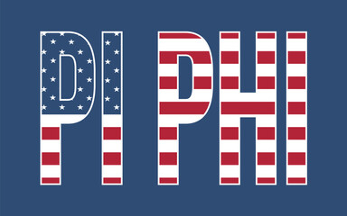 Pi Phi typography design vector - obrazy, fototapety, plakaty