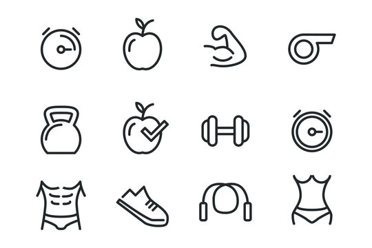 Sport and fitness icon set vector design