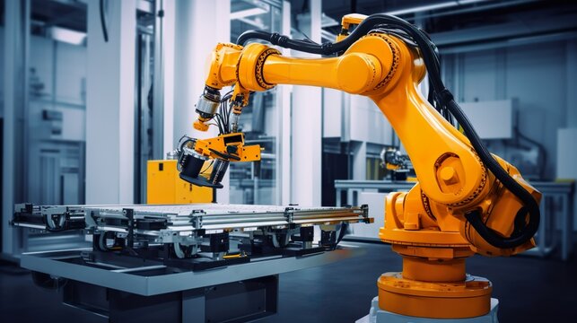 robotic arm assembly line factory manufacture industry in a car plant Generative AI