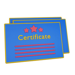 3d illustration certificate icon on transparent background.