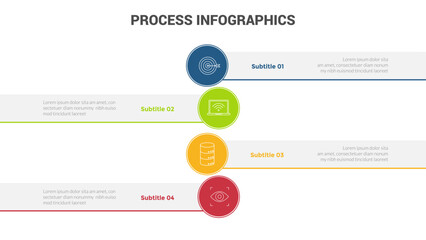 business process stage infographics template diagram banner with circle stack vertical and 4 point step creative design for slide presentation data