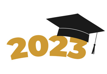 graduation cap 2023.  Cap for a graduate student. Obtaining a diploma in 2023