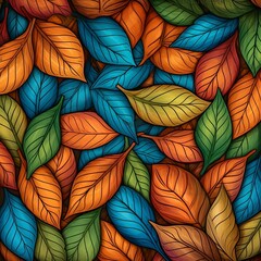 Fototapeta premium Colourful leaf pattern