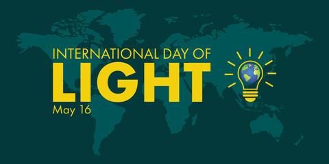 International Day of Light, the concept that a globe in the bulb is glowing the world vector illustration design